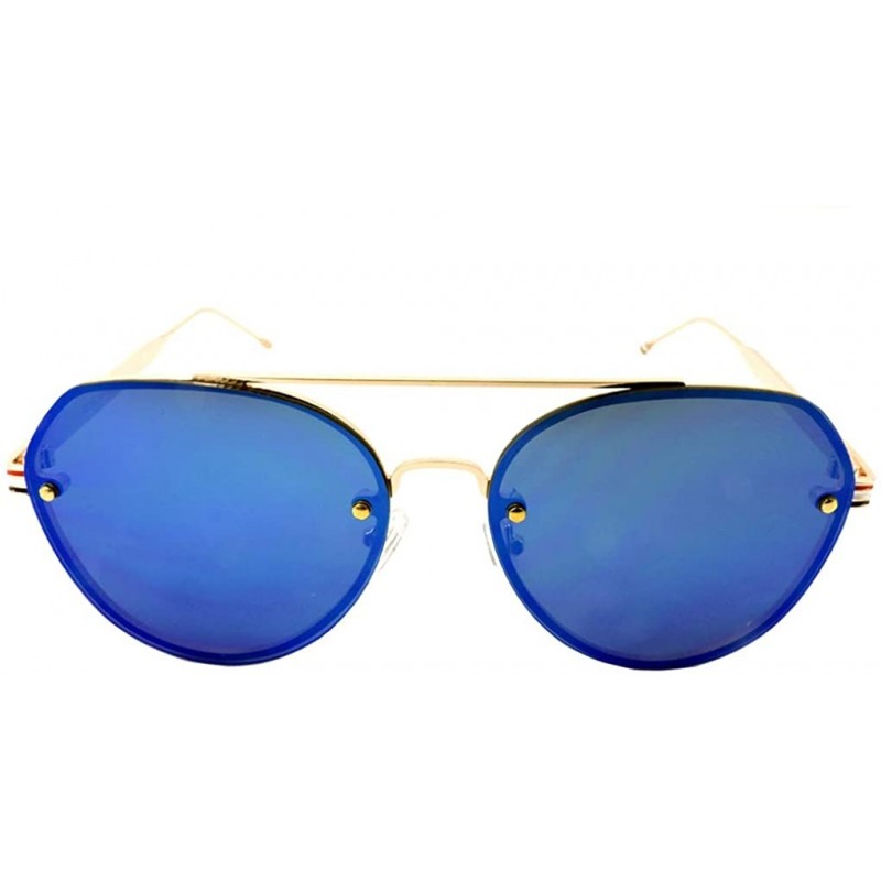 Oversized Aviators Mirrored Sunglasses Metal Frame Women Mens UV400 - Blue Mirrored Patriotic Frame - CJ18ROHC7X9 $13.69