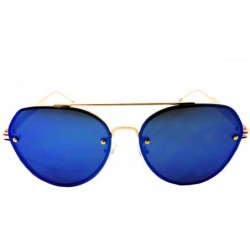 Oversized Aviators Mirrored Sunglasses Metal Frame Women Mens UV400 - Blue Mirrored Patriotic Frame - CJ18ROHC7X9 $13.69