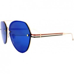 Oversized Aviators Mirrored Sunglasses Metal Frame Women Mens UV400 - Blue Mirrored Patriotic Frame - CJ18ROHC7X9 $13.69