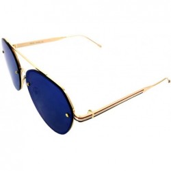 Oversized Aviators Mirrored Sunglasses Metal Frame Women Mens UV400 - Blue Mirrored Patriotic Frame - CJ18ROHC7X9 $13.69