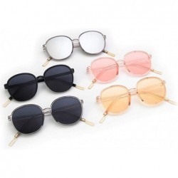Round Women Fashion Eyewear Round Transparent Sunglasses with Case UV400 - Transparent Grey Frame/Pink Lens - CH18WOEQ88E $17.65