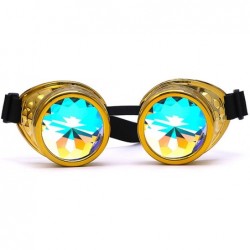 Goggle Rainbow Prism Kaleidoscope Glasses-Steampunk Goggles Cosplay Rave Goggles - Gold - CB18SNIXHX5 $21.36
