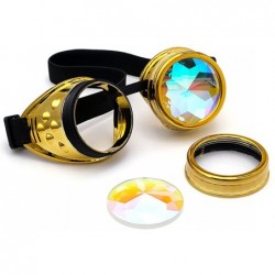 Goggle Rainbow Prism Kaleidoscope Glasses-Steampunk Goggles Cosplay Rave Goggles - Gold - CB18SNIXHX5 $10.53