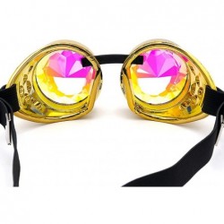 Goggle Rainbow Prism Kaleidoscope Glasses-Steampunk Goggles Cosplay Rave Goggles - Gold - CB18SNIXHX5 $10.53