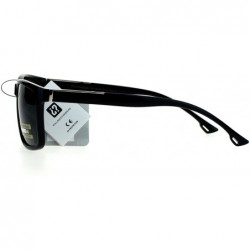 Rectangular Polarized Lens Mens Sunglasses Classic Fashion Rectangular Frame - Shiny Black (Black) - CC1859MM8NQ $10.07