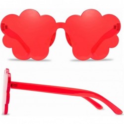 Oversized One Piece Rimless Sunglasses Transparent Candy Color Tinted Cloud shape Eyewear - Red - C01945N6M5A $10.72