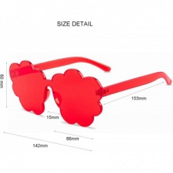 Oversized One Piece Rimless Sunglasses Transparent Candy Color Tinted Cloud shape Eyewear - Red - C01945N6M5A $10.72