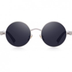 Goggle Gothic Steampunk Sunglasses for Women Men Round Lens Metal Frame S567 - Silver&black - CR17X3NUX84 $17.06