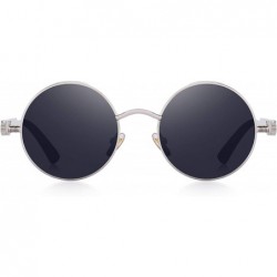 Goggle Gothic Steampunk Sunglasses for Women Men Round Lens Metal Frame S567 - Silver&black - CR17X3NUX84 $17.06