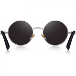 Goggle Gothic Steampunk Sunglasses for Women Men Round Lens Metal Frame S567 - Silver&black - CR17X3NUX84 $17.06