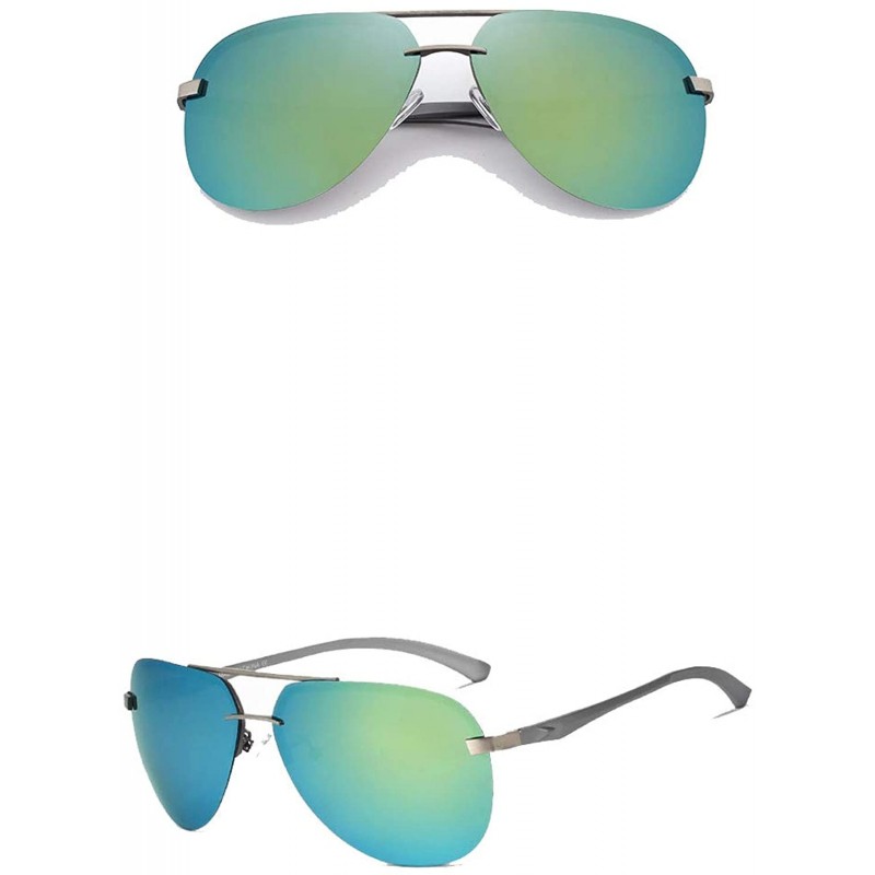 Rectangular Genuine quality rimless pilot sunglasses ultra light Al-Mg fashion polarized and UV400 - Grey/Gold - CT18GA6S2C4 ...