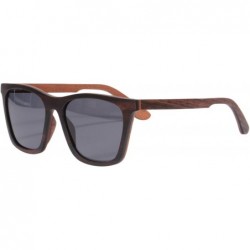 Rectangular Ebony and Red Sandalwood Sunglasses Polarized UV400 Protective Eyewear-73022 - Ebony-red Sandalwood- Grey - C217Z...