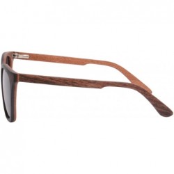 Rectangular Ebony and Red Sandalwood Sunglasses Polarized UV400 Protective Eyewear-73022 - Ebony-red Sandalwood- Grey - C217Z...