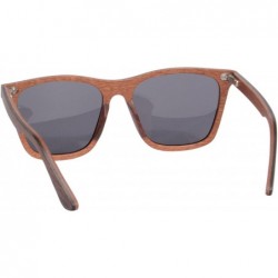 Rectangular Ebony and Red Sandalwood Sunglasses Polarized UV400 Protective Eyewear-73022 - Ebony-red Sandalwood- Grey - C217Z...