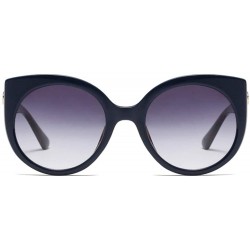 Oversized Large Butterfly Sunglasses for Women Semi Cateye Glasses Rounded Plastic Frame - Navy Blue Tortoise - CV19945YZQA $...