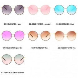 Oversized Hip-Hop Punk Round Metal Oversized Frame Clear Color Lens Sunglasses - Blue&pink - CA18LDWO2GN $14.38