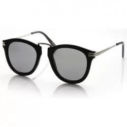 Round Designer Inspired Rounded P3 Sunglasses with Metal Arms (Matte Black-Silver) - C111C2N973L $19.93