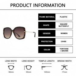 Butterfly Retro Square Butterfly Sunglasses for Women UV Protection - Tortoise + Brown Gradient - CY1960QSYUN $13.66