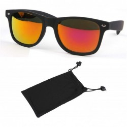 Wayfarer Rubber Coated Soft Feel Spring Hinge Sunglasses P714 - Matt Black Orange Mirror - CK18QD47AZ5 $12.44