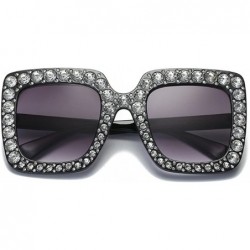 Goggle Women Sunglasses Crystal Brand Designer Oversized Square Sunglasses - C1 - CW18D03YEKN $9.60