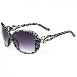 Oval Women Fashion Oval Shape UV400 Framed Sunglasses Sunglasses - Black White - CZ196ET5I8R $15.08