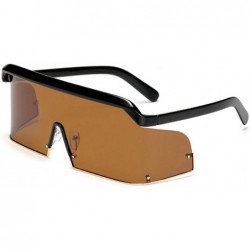 Rimless Women's Rimless Oversized Sunglasses 2020 Fashion Windproof Sunglasses Men Polarized onepiece Lenses - Brown - CB190O...