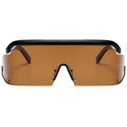 Rimless Women's Rimless Oversized Sunglasses 2020 Fashion Windproof Sunglasses Men Polarized onepiece Lenses - Brown - CB190O...