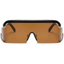 Rimless Women's Rimless Oversized Sunglasses 2020 Fashion Windproof Sunglasses Men Polarized onepiece Lenses - Brown - CB190O...