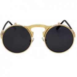 Goggle Retro Flip-Up Round Goggles Seampunk Sunglasses - Golden/Black - CH18C3HYLLG $24.83