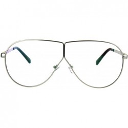 Shield Mens Oversize Clear Lens Metal Rim Shield Pilots Eye Glasses - Silver - CH185KL64AE $14.16