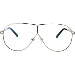 Shield Mens Oversize Clear Lens Metal Rim Shield Pilots Eye Glasses - Silver - CH185KL64AE $23.60