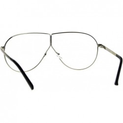 Shield Mens Oversize Clear Lens Metal Rim Shield Pilots Eye Glasses - Silver - CH185KL64AE $14.16