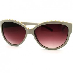 Round Rhinestone Top Round Cateye Sunglasses Womens Bling Designer Fashion - Gray Bronze - CQ11F0MRGA1 $18.79