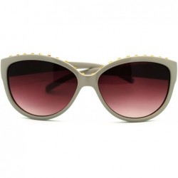 Round Rhinestone Top Round Cateye Sunglasses Womens Bling Designer Fashion - Gray Bronze - CQ11F0MRGA1 $11.07