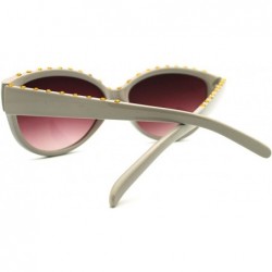 Round Rhinestone Top Round Cateye Sunglasses Womens Bling Designer Fashion - Gray Bronze - CQ11F0MRGA1 $11.07