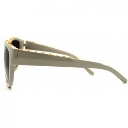 Round Rhinestone Top Round Cateye Sunglasses Womens Bling Designer Fashion - Gray Bronze - CQ11F0MRGA1 $11.07