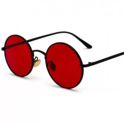 Rectangular Sunglasses with Red Lenses Round Metal Frame Vintage Retro Glasses Unisex as in Photo Gold with Black - CW194ODYM...