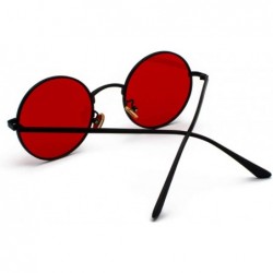 Rectangular Sunglasses with Red Lenses Round Metal Frame Vintage Retro Glasses Unisex as in Photo Gold with Black - CW194ODYM...