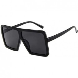 Rectangular Women Men Vintage Retro Glasses Unisex Big Frame Sunglasses Eyewear - Black - CQ190O07XAU $16.74