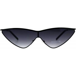 Cat Eye Womens Goth Shield Narrow Cat Eye Metal Rim Flat Top Sunglasses - Black Smoke - CH18D5H884Q $23.27