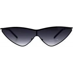 Cat Eye Womens Goth Shield Narrow Cat Eye Metal Rim Flat Top Sunglasses - Black Smoke - CH18D5H884Q $12.26