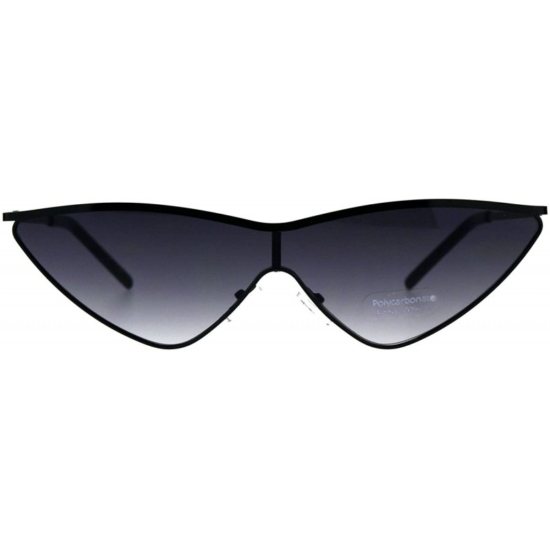 Cat Eye Womens Goth Shield Narrow Cat Eye Metal Rim Flat Top Sunglasses - Black Smoke - CH18D5H884Q $12.26