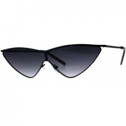 Cat Eye Womens Goth Shield Narrow Cat Eye Metal Rim Flat Top Sunglasses - Black Smoke - CH18D5H884Q $12.26