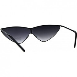 Cat Eye Womens Goth Shield Narrow Cat Eye Metal Rim Flat Top Sunglasses - Black Smoke - CH18D5H884Q $12.26