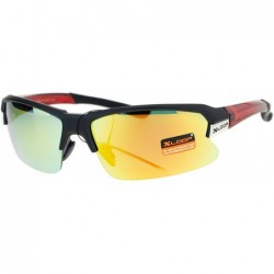 Rectangular Xloop Mens Baseball Half Rim Sport Mirror Lens Rectangular Sunglasses - Black Orange - CE12NT4UC3A $23.08