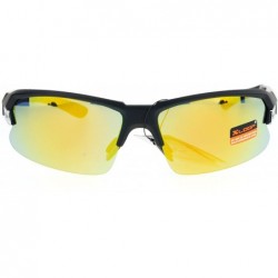 Rectangular Xloop Mens Baseball Half Rim Sport Mirror Lens Rectangular Sunglasses - Black Orange - CE12NT4UC3A $10.63