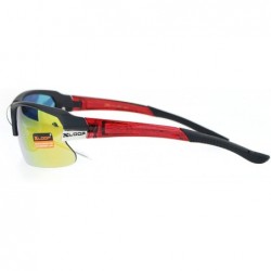 Rectangular Xloop Mens Baseball Half Rim Sport Mirror Lens Rectangular Sunglasses - Black Orange - CE12NT4UC3A $10.63