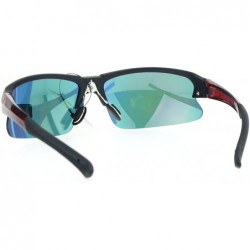 Rectangular Xloop Mens Baseball Half Rim Sport Mirror Lens Rectangular Sunglasses - Black Orange - CE12NT4UC3A $10.63