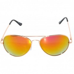 Aviator Aviator Style Sunglasses Colored Lens Colored Metal Frame with Spring Hinge - Gold_red_mirror_lens - C2121GEY96V $11.57