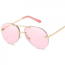 Rimless Sunglasses Retro Rimless Sunglasses Metallic Men And Women Toad Mirror Big Name Sea Glasses - CJ18TKL9IOU $10.42